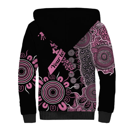 Personalised Aboriginal Pink Ribbons Sherpa Hoodie Beautiful Butterflies Breast Cancer Support
