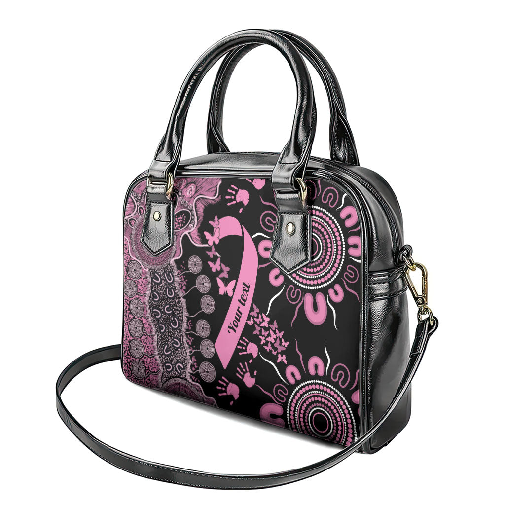 Personalised Aboriginal Pink Ribbons Shoulder Handbag Beautiful Butterflies Breast Cancer Support