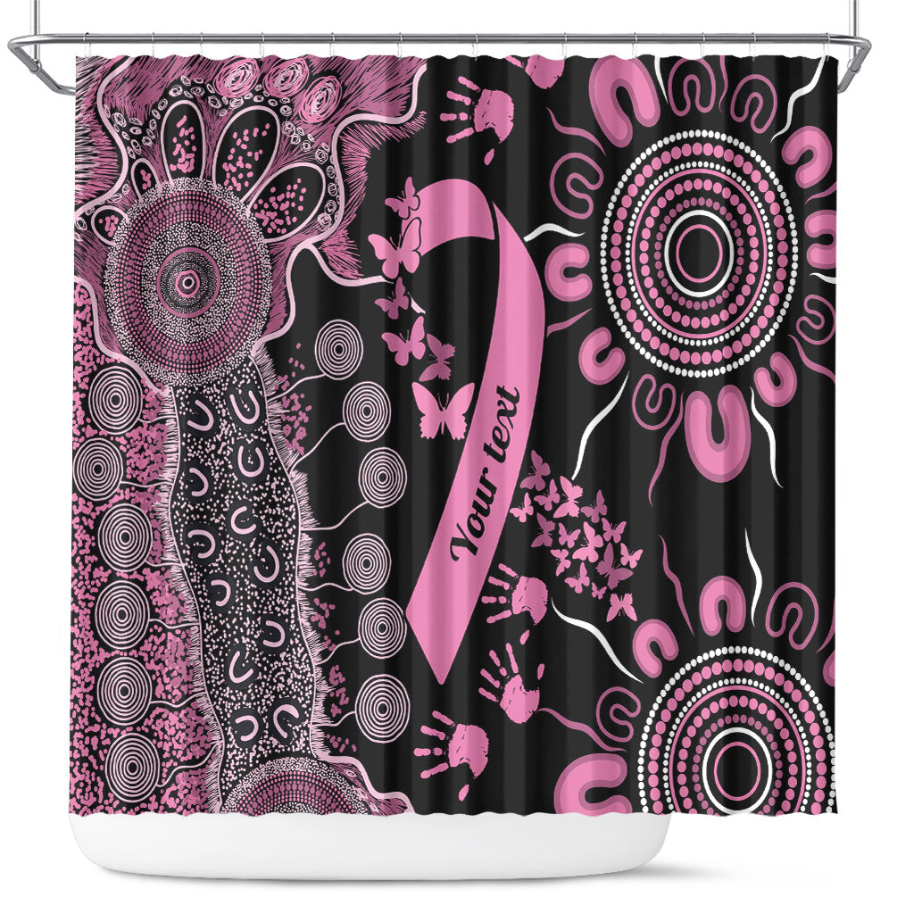 Personalised Aboriginal Pink Ribbons Shower Curtain Beautiful Butterflies Breast Cancer Support