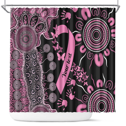 Personalised Aboriginal Pink Ribbons Shower Curtain Beautiful Butterflies Breast Cancer Support