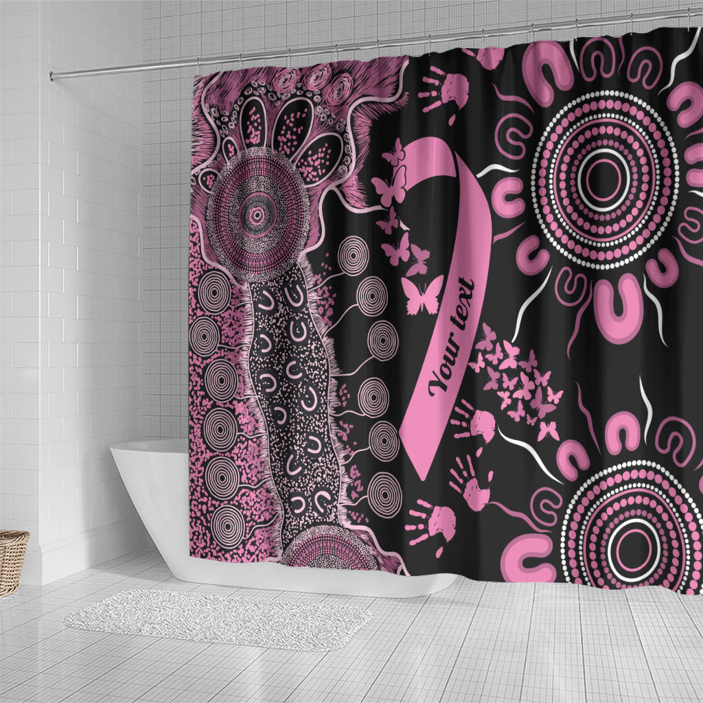 Personalised Aboriginal Pink Ribbons Shower Curtain Beautiful Butterflies Breast Cancer Support