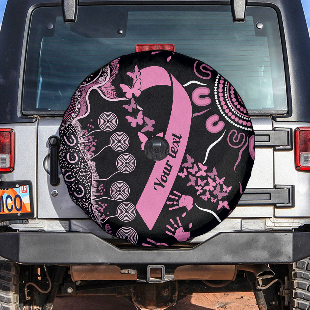 Personalised Aboriginal Pink Ribbons Spare Tire Cover Beautiful Butterflies Breast Cancer Support