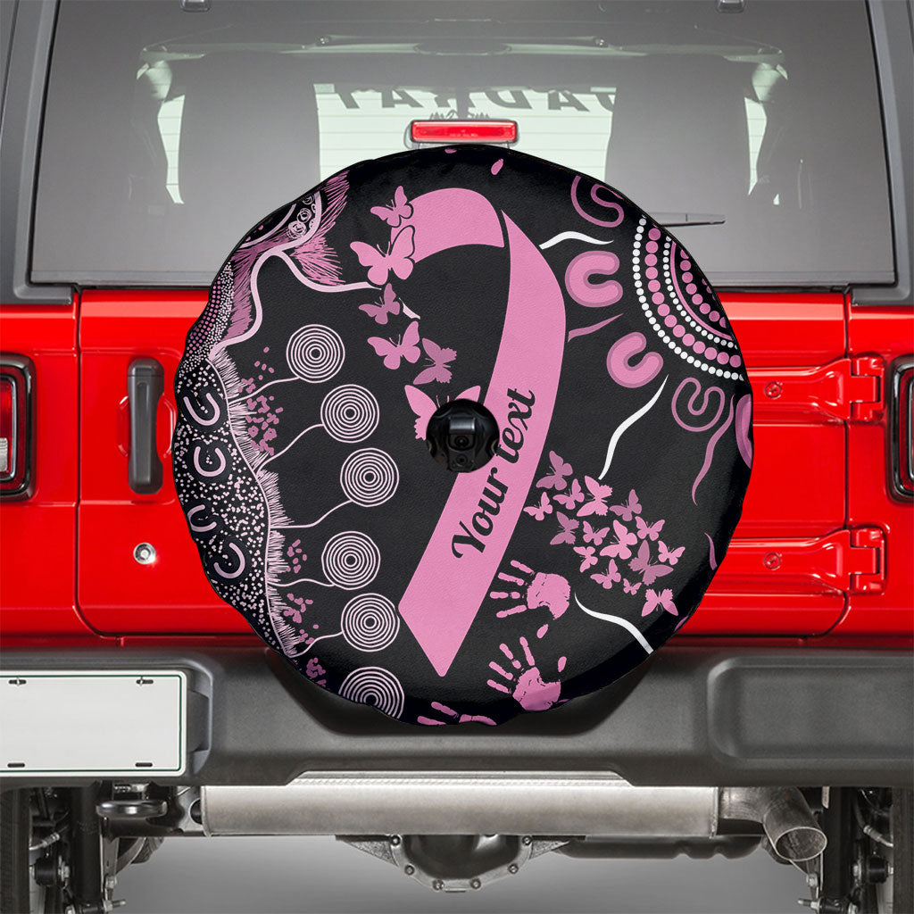 Personalised Aboriginal Pink Ribbons Spare Tire Cover Beautiful Butterflies Breast Cancer Support