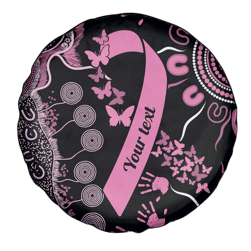 Personalised Aboriginal Pink Ribbons Spare Tire Cover Beautiful Butterflies Breast Cancer Support