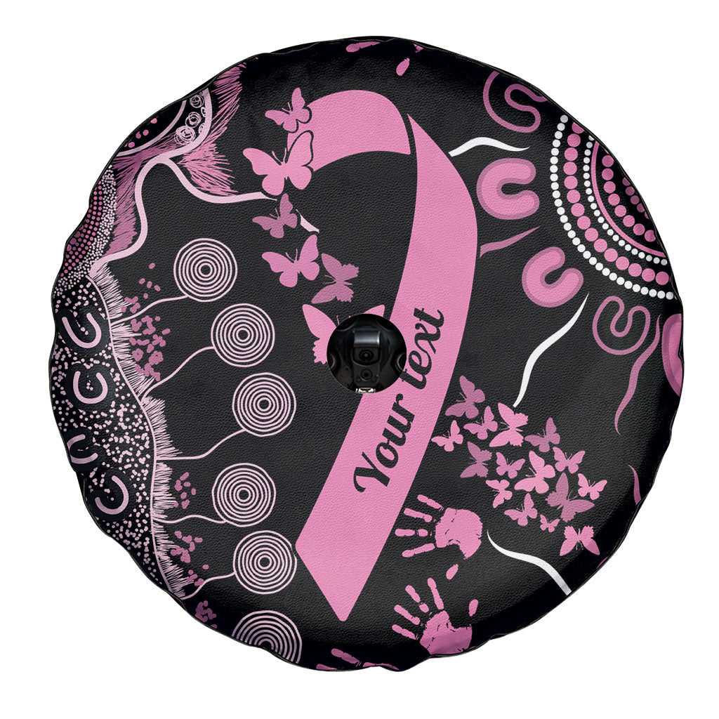 Personalised Aboriginal Pink Ribbons Spare Tire Cover Beautiful Butterflies Breast Cancer Support