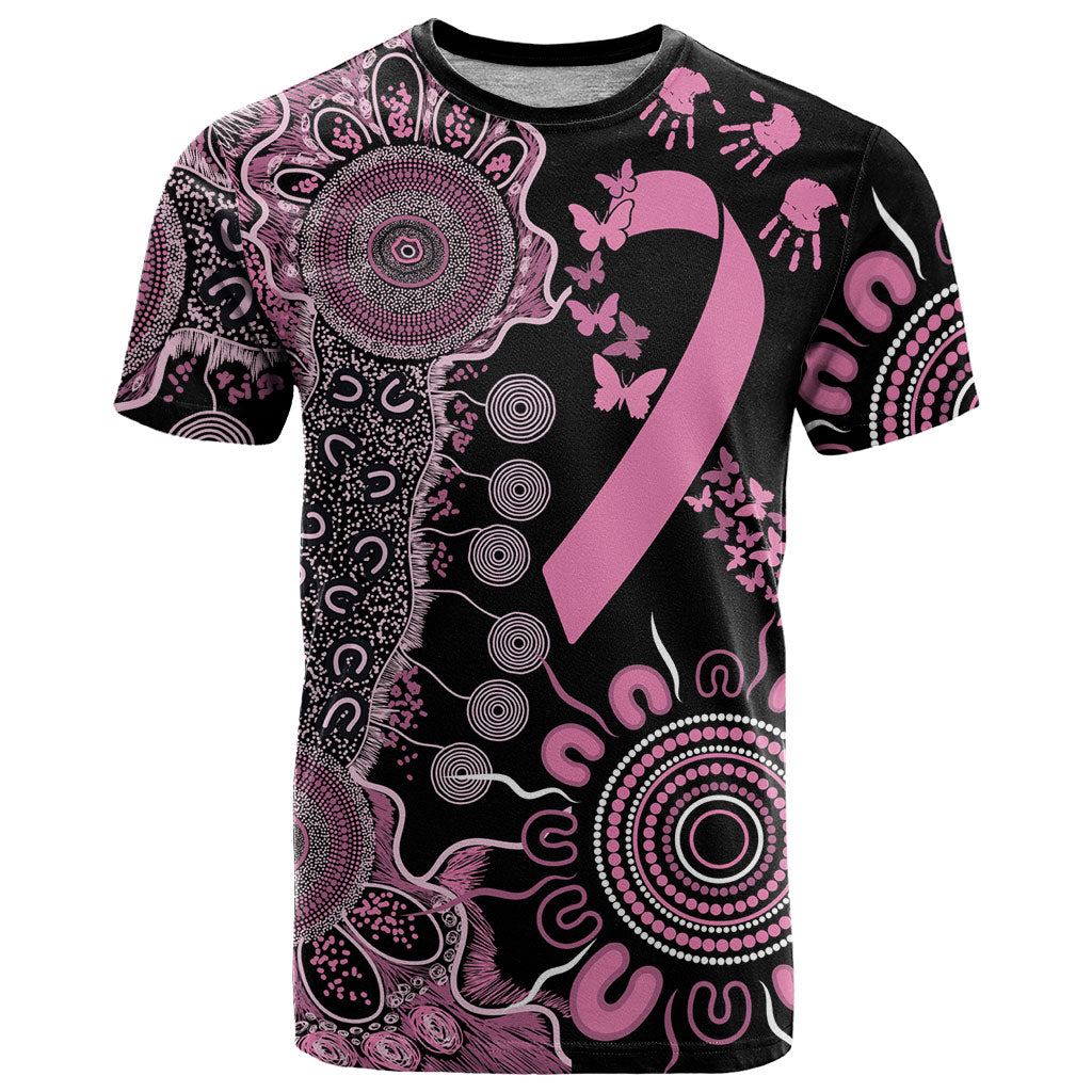 Personalised Aboriginal Pink Ribbons T Shirt Beautiful Butterflies Breast Cancer Support