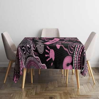 Personalised Aboriginal Pink Ribbons Tablecloth Beautiful Butterflies Breast Cancer Support
