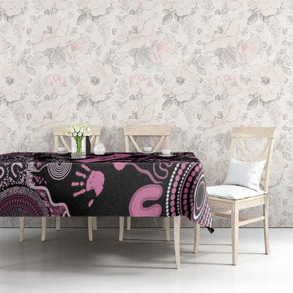 Personalised Aboriginal Pink Ribbons Tablecloth Beautiful Butterflies Breast Cancer Support