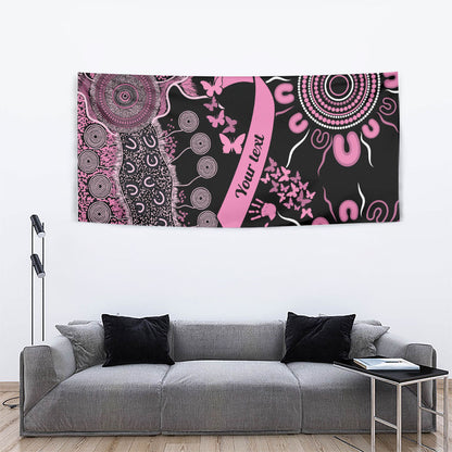 Personalised Aboriginal Pink Ribbons Tapestry Beautiful Butterflies Breast Cancer Support