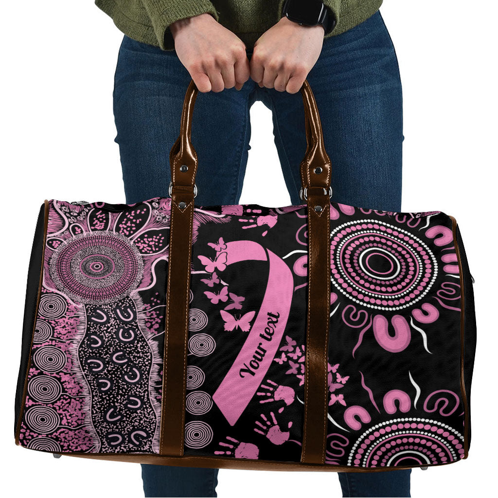 Personalised Aboriginal Pink Ribbons Travel Bag Beautiful Butterflies Breast Cancer Support