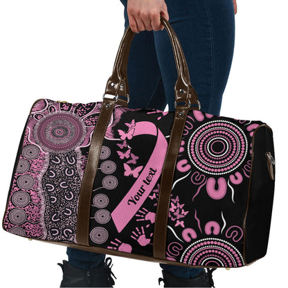 Personalised Aboriginal Pink Ribbons Travel Bag Beautiful Butterflies Breast Cancer Support