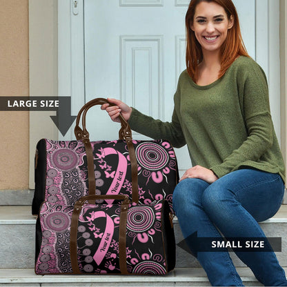 Personalised Aboriginal Pink Ribbons Travel Bag Beautiful Butterflies Breast Cancer Support