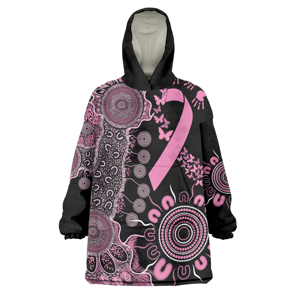 Personalised Aboriginal Pink Ribbons Wearable Blanket Hoodie Beautiful Butterflies Breast Cancer Support