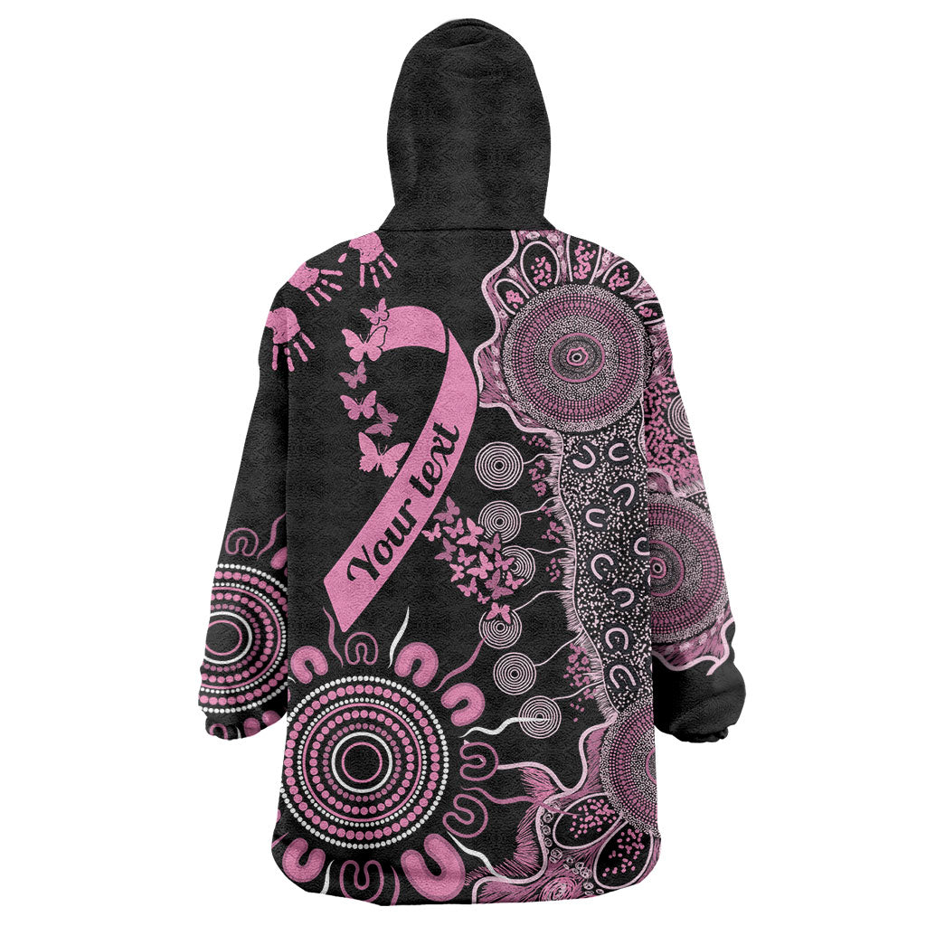 Personalised Aboriginal Pink Ribbons Wearable Blanket Hoodie Beautiful Butterflies Breast Cancer Support