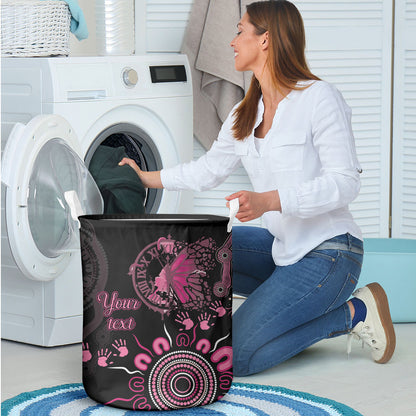 Personalised Aboriginal Pink Ribbons Laundry Basket Think Pink Butterfly Art Wall Clock Breast Cancer Support