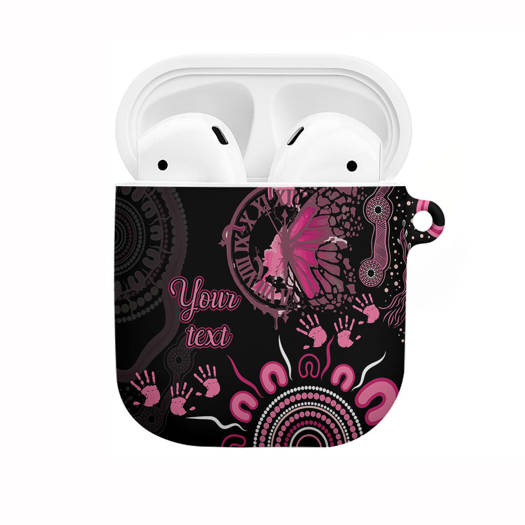 Personalised Aboriginal Pink Ribbons AirPods Case Think Pink Butterfly Art Wall Clock Breast Cancer Support
