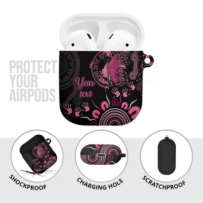 Personalised Aboriginal Pink Ribbons AirPods Case Think Pink Butterfly Art Wall Clock Breast Cancer Support