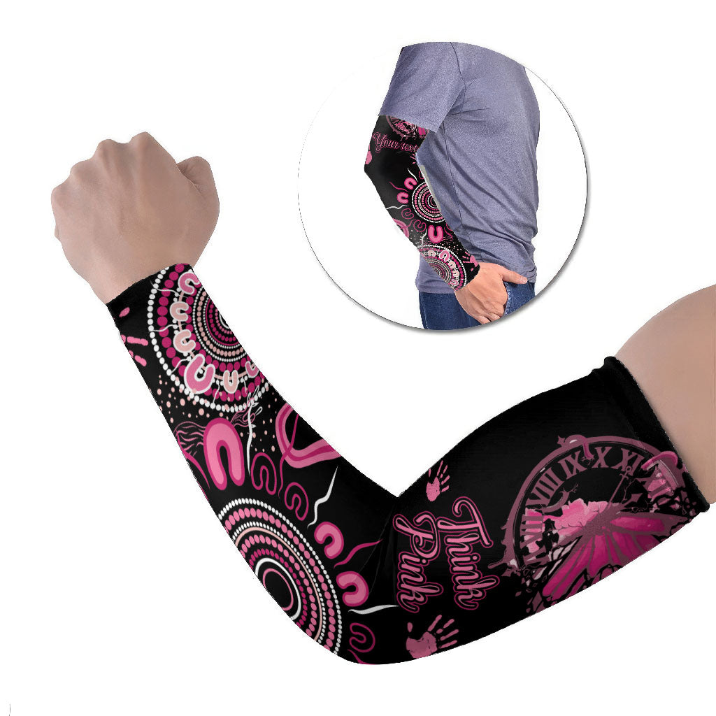 Personalised Aboriginal Pink Ribbons Arm Sleeves Think Pink Butterfly Art Wall Clock Breast Cancer Support