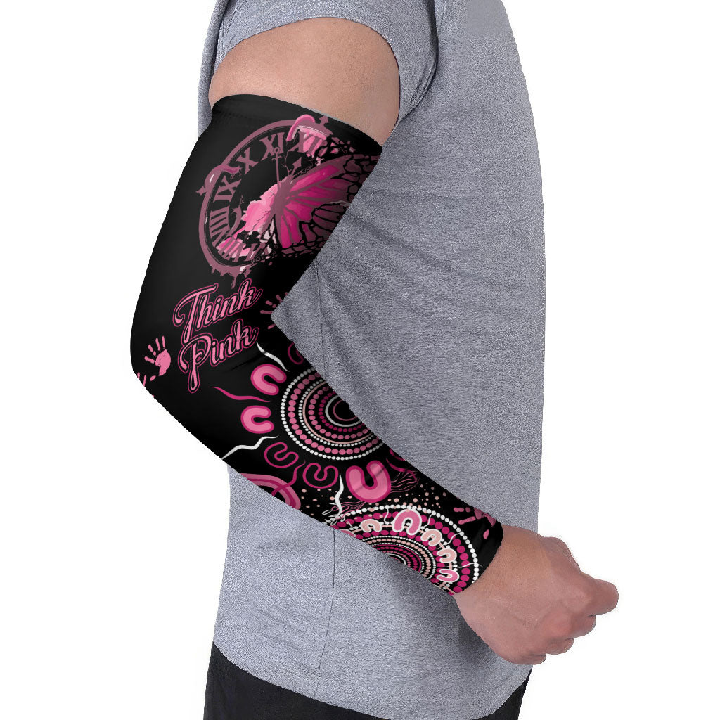 Personalised Aboriginal Pink Ribbons Arm Sleeves Think Pink Butterfly Art Wall Clock Breast Cancer Support