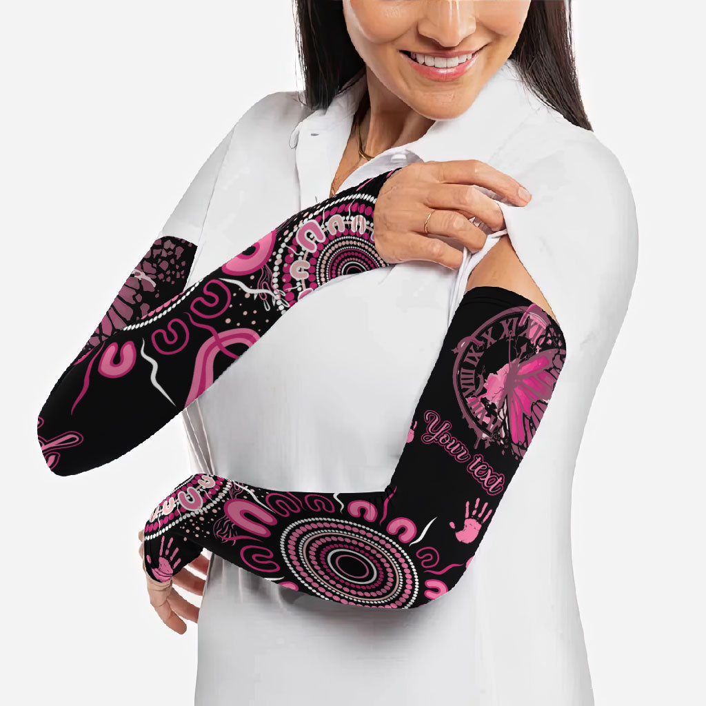 Personalised Aboriginal Pink Ribbons Arm Sleeves Think Pink Butterfly Art Wall Clock Breast Cancer Support