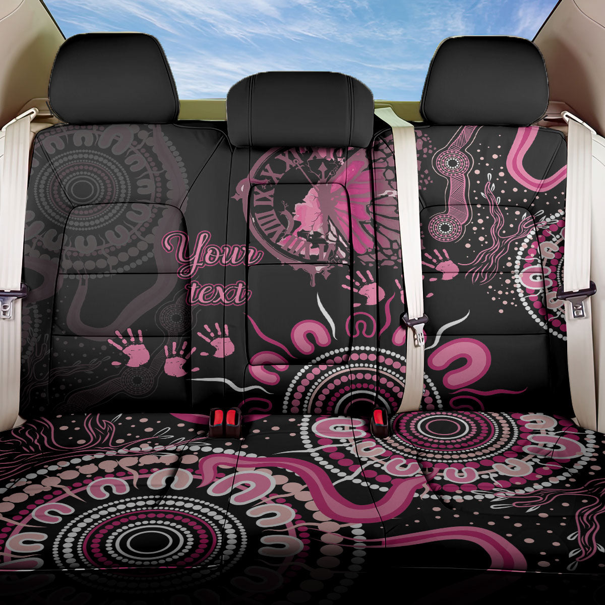 Personalised Aboriginal Pink Ribbons Back Car Seat Cover Think Pink Butterfly Art Wall Clock Breast Cancer Support