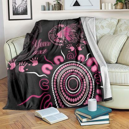 Personalised Aboriginal Pink Ribbons Blanket Think Pink Butterfly Art Wall Clock Breast Cancer Support