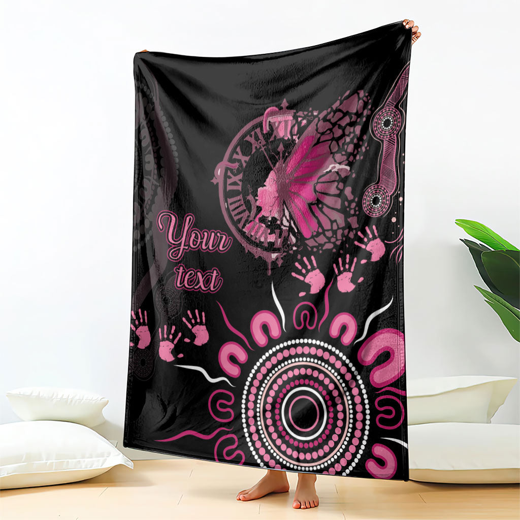 Personalised Aboriginal Pink Ribbons Blanket Think Pink Butterfly Art Wall Clock Breast Cancer Support