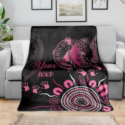 Personalised Aboriginal Pink Ribbons Blanket Think Pink Butterfly Art Wall Clock Breast Cancer Support