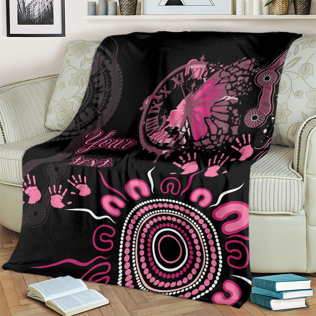 Personalised Aboriginal Pink Ribbons Blanket Think Pink Butterfly Art Wall Clock Breast Cancer Support