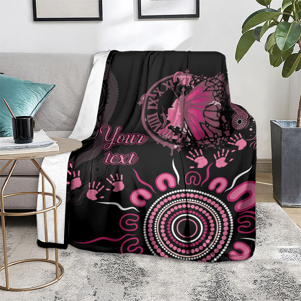 Personalised Aboriginal Pink Ribbons Blanket Think Pink Butterfly Art Wall Clock Breast Cancer Support