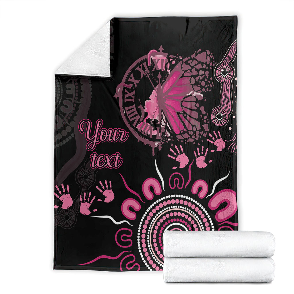 Personalised Aboriginal Pink Ribbons Blanket Think Pink Butterfly Art Wall Clock Breast Cancer Support