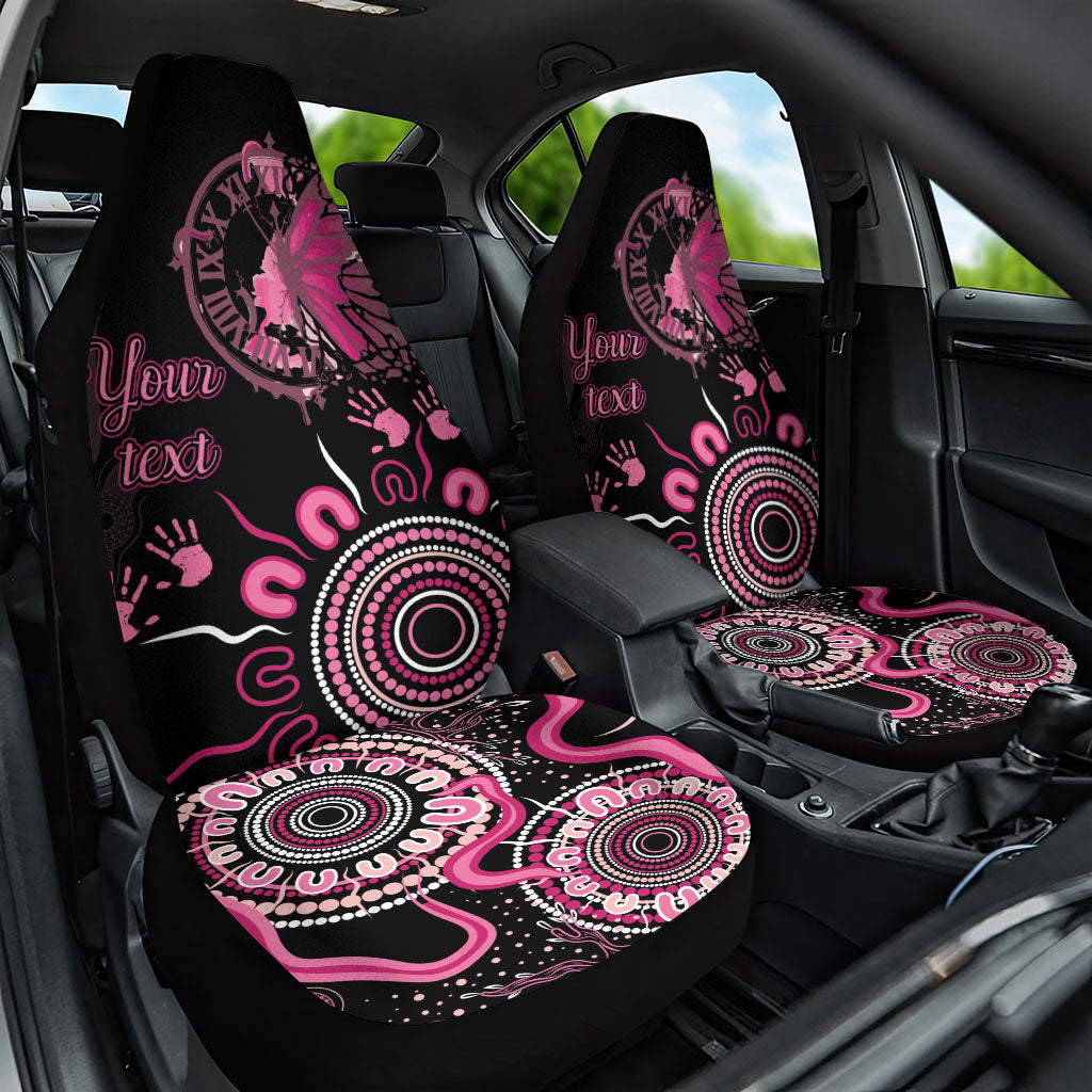 Personalised Aboriginal Pink Ribbons Car Seat Cover Think Pink Butterfly Art Wall Clock Breast Cancer Support
