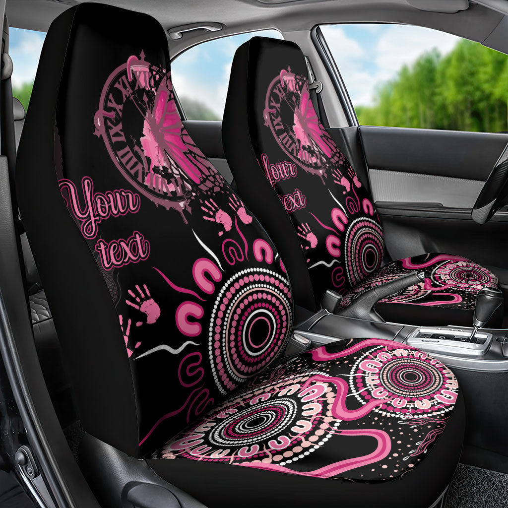 Personalised Aboriginal Pink Ribbons Car Seat Cover Think Pink Butterfly Art Wall Clock Breast Cancer Support