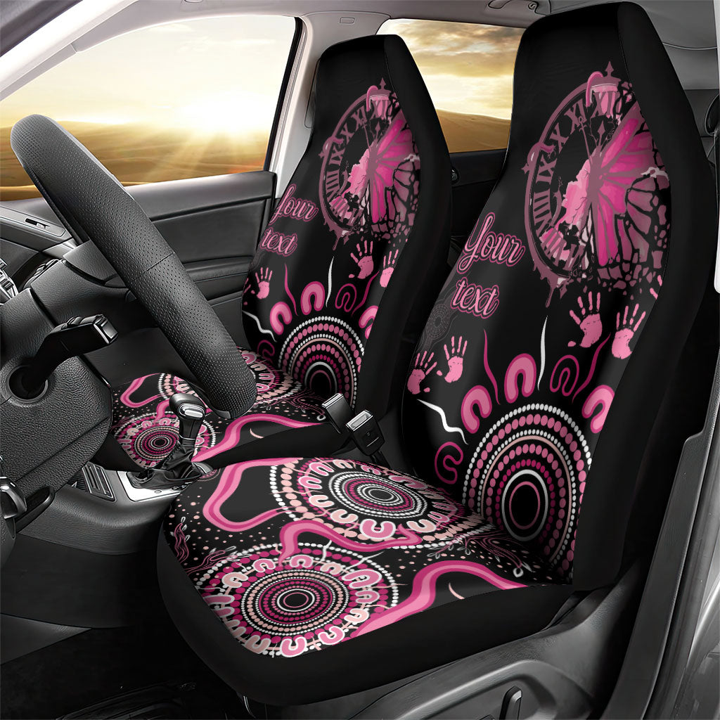 Personalised Aboriginal Pink Ribbons Car Seat Cover Think Pink Butterfly Art Wall Clock Breast Cancer Support