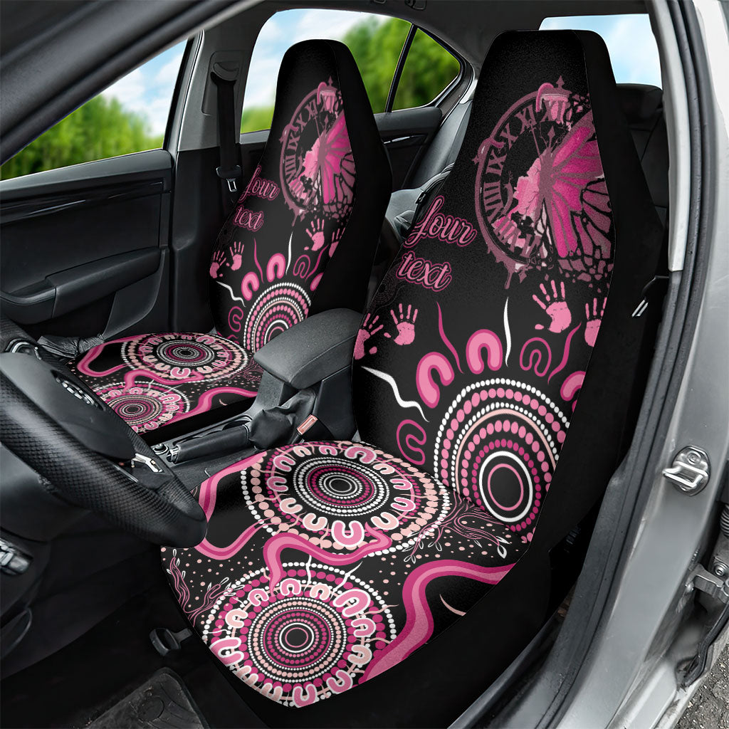 Personalised Aboriginal Pink Ribbons Car Seat Cover Think Pink Butterfly Art Wall Clock Breast Cancer Support