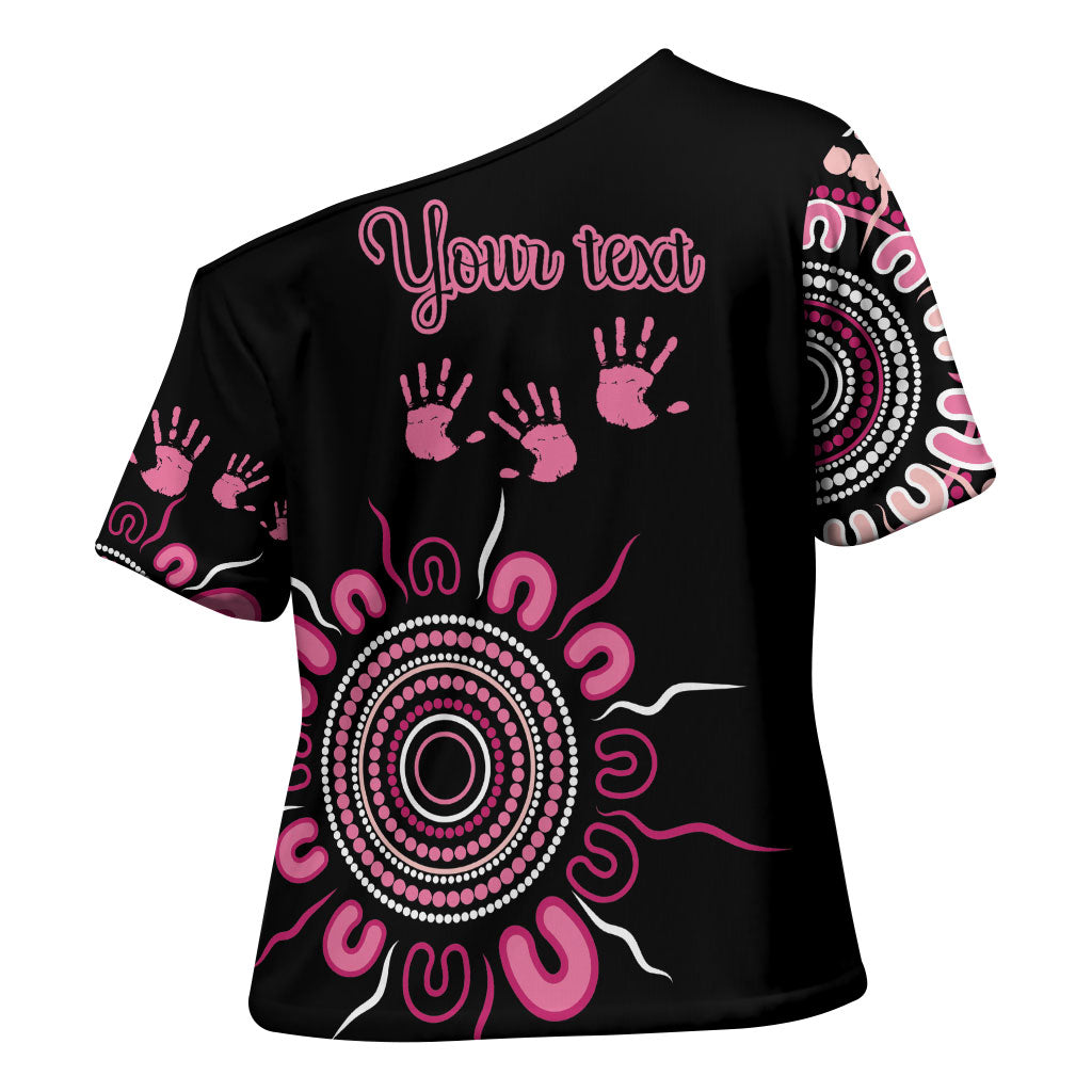 Personalised Aboriginal Pink Ribbons Cross Shoulder Shirt Think Pink Butterfly Art Wall Clock Breast Cancer Support