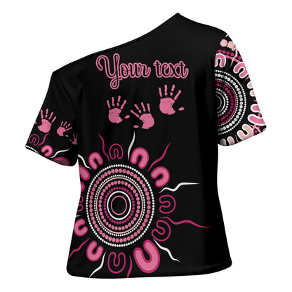 Personalised Aboriginal Pink Ribbons Cross Shoulder Shirt Think Pink Butterfly Art Wall Clock Breast Cancer Support