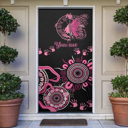 Personalised Aboriginal Pink Ribbons Door Cover Think Pink Butterfly Art Wall Clock Breast Cancer Support