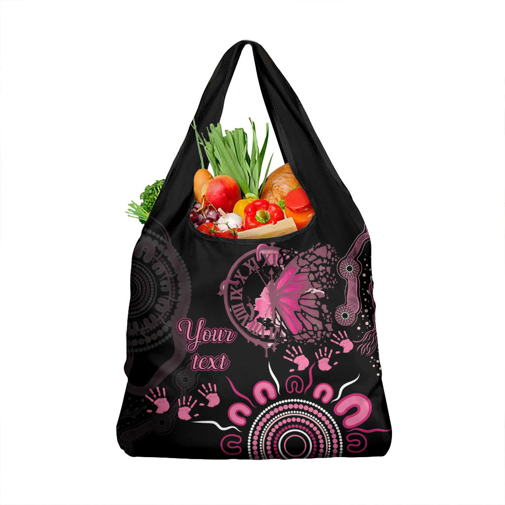 Personalised Aboriginal Pink Ribbons Grocery Bag Think Pink Butterfly Art Wall Clock Breast Cancer Support
