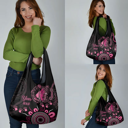 Personalised Aboriginal Pink Ribbons Grocery Bag Think Pink Butterfly Art Wall Clock Breast Cancer Support