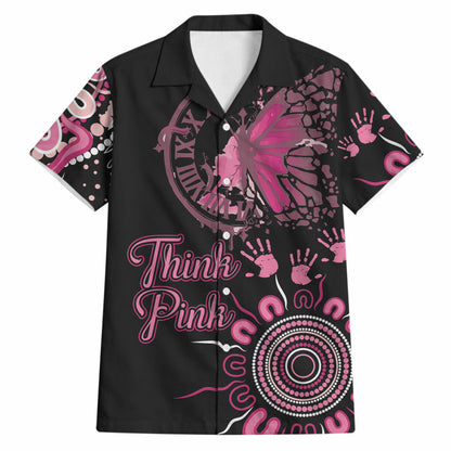 Personalised Aboriginal Pink Ribbons Hawaiian Shirt Think Pink Butterfly Art Wall Clock Breast Cancer Support