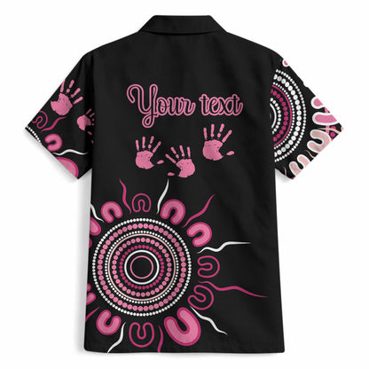 Personalised Aboriginal Pink Ribbons Hawaiian Shirt Think Pink Butterfly Art Wall Clock Breast Cancer Support