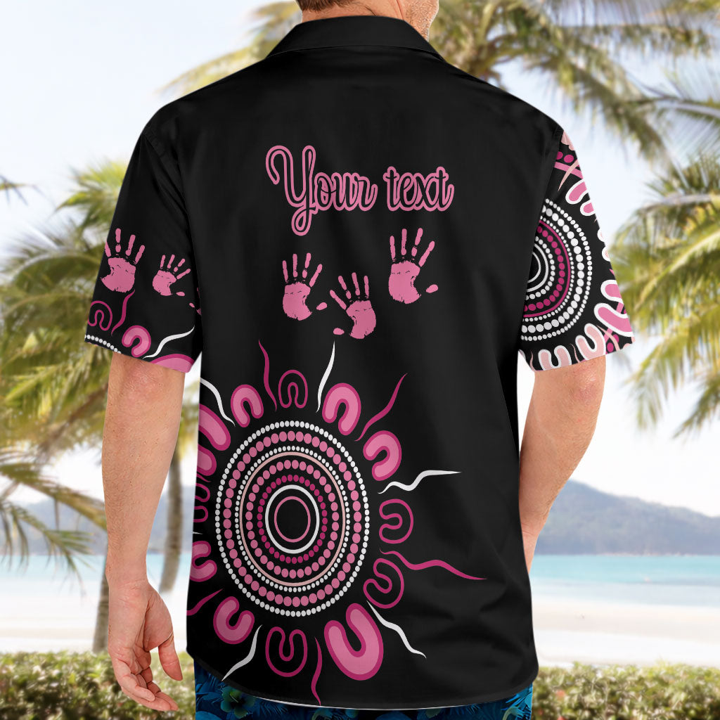 Personalised Aboriginal Pink Ribbons Hawaiian Shirt Think Pink Butterfly Art Wall Clock Breast Cancer Support