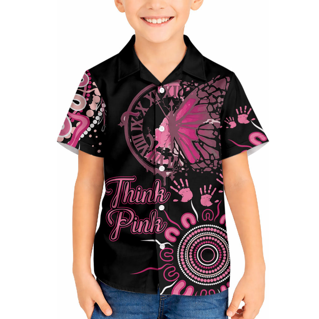Personalised Aboriginal Pink Ribbons Hawaiian Shirt Think Pink Butterfly Art Wall Clock Breast Cancer Support