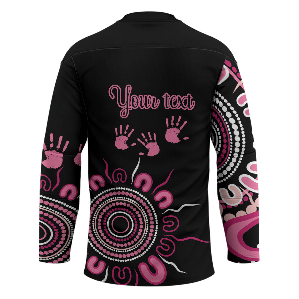 Personalised Aboriginal Pink Ribbons Hockey Jersey Think Pink Butterfly Art Wall Clock Breast Cancer Support