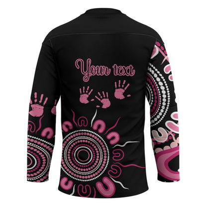 Personalised Aboriginal Pink Ribbons Hockey Jersey Think Pink Butterfly Art Wall Clock Breast Cancer Support