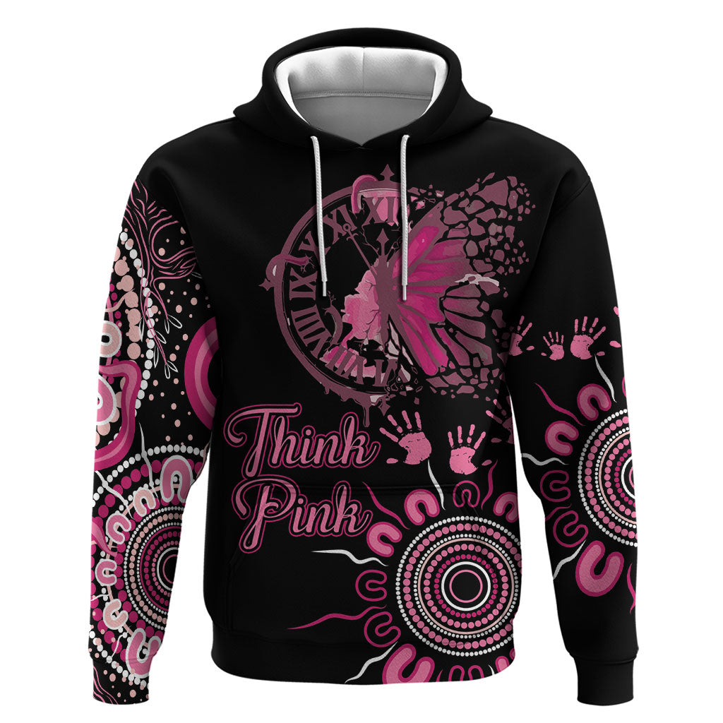 Personalised Aboriginal Pink Ribbons Hoodie Think Pink Butterfly Art Wall Clock Breast Cancer Support