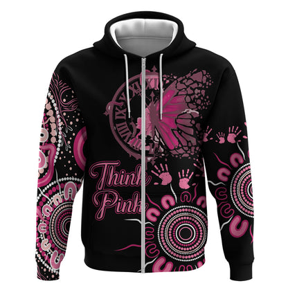Personalised Aboriginal Pink Ribbons Hoodie Think Pink Butterfly Art Wall Clock Breast Cancer Support