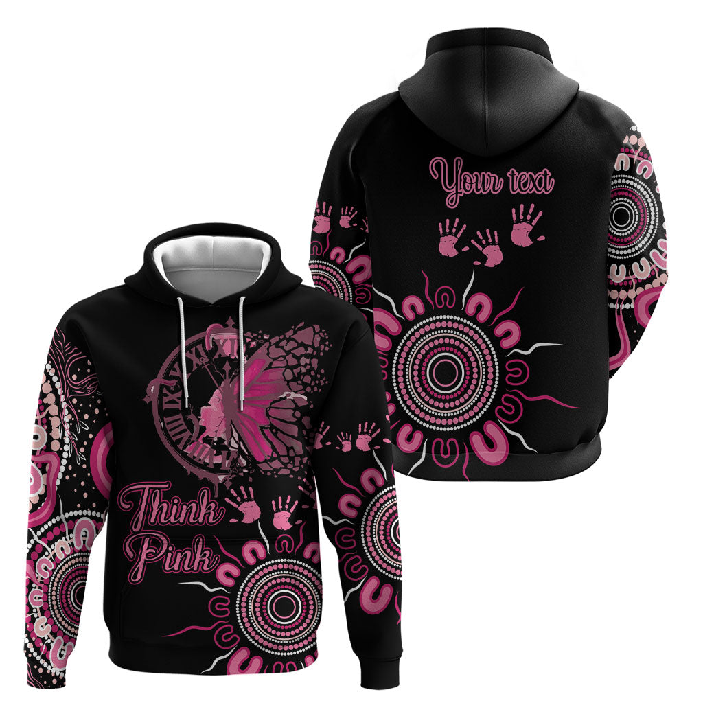 Personalised Aboriginal Pink Ribbons Hoodie Think Pink Butterfly Art Wall Clock Breast Cancer Support
