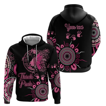 Personalised Aboriginal Pink Ribbons Hoodie Think Pink Butterfly Art Wall Clock Breast Cancer Support